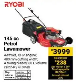 Builders Warehouse RYOBI 145 cc Petrol Lawnmower offer