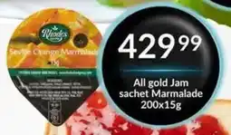 Super Save Rhodes All gold Jam sachet Marmalade offer
