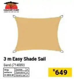 Builders Warehouse Kalashade Shade 3 m Easy Shade Sail offer