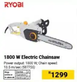 Builders Warehouse RYOBI 1800 W Electric Chainsaw offer