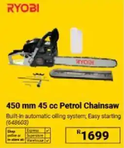 Builders Warehouse RYOBI 450 mm 45 cc Petrol Chainsaw offer