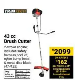 Builders Warehouse TRIMTECH 43 cc Brush Cutter offer