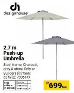 Builders Warehouse designhouse 2.7 m Push-up Umbrella offer