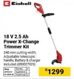 Builders Warehouse Einhell Power X-Change Trimmer Kit offer