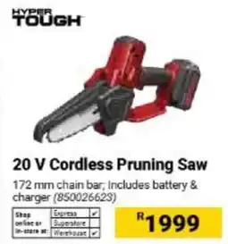 Builders Warehouse Hyper Tough 20 V Cordless Pruning Saw offer