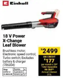 Builders Warehouse Einhell 18 V Power X-Change Leaf Blower offer