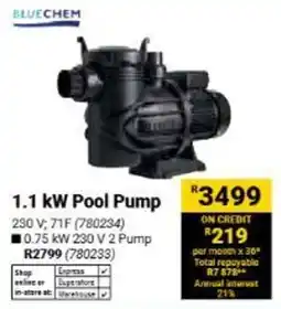 Builders Warehouse Bluechem 1.1 kw pool pump offer