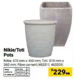 Builders Warehouse Nikie/Toti Pots offer