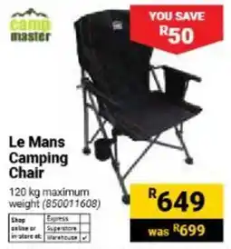 Builders Warehouse Camp Master Le Mans Camping Chair offer