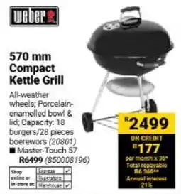 Builders Warehouse Weber 570 mm Compact Kettle Grill offer
