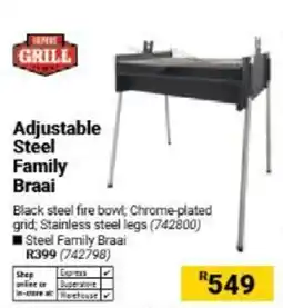Builders Warehouse Adjustable Steel Family Braai offer