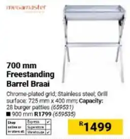 Builders Warehouse 700 mm Freestanding Barrel Braai offer