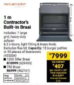 Builders Warehouse 1 m Contractor's Built-in Braai offer