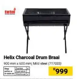 Builders Warehouse Helix Charcoal Drum Braai offer