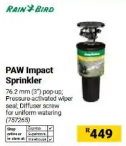 Builders Warehouse RAIN BIRD PAW Impact Sprinkler offer
