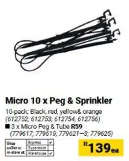 Builders Warehouse Micro 10 x Peg & Sprinkler offer