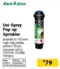 Builders Warehouse Rain Bird Uni-Spray Pop-up Sprinkler offer