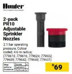 Builders Warehouse Hunter Adjustable Sprinkler Nozzles offer
