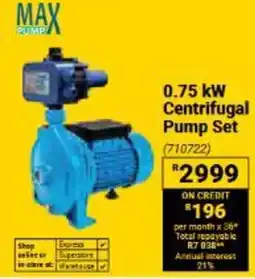 Builders Warehouse MAX Pump 0.75 kW Centrifugal Pump Set offer