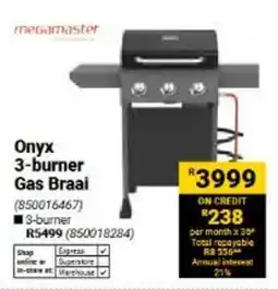 Builders Warehouse Onyx 3-burner Gas Braai offer