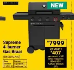 Builders Warehouse Supreme 4-burner Gas Braai offer