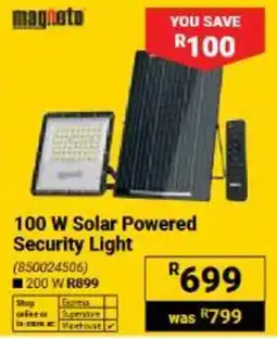 Builders Warehouse magneto 100 W Solar Powered Security Light offer