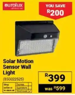 Builders Warehouse Eurolux Solar Motion Sensor Wall Light offer