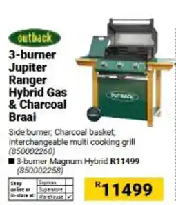 Builders Warehouse outback 3-burner Jupiter Ranger Hybrid Gas & Charcoal Braai offer