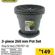 Builders Warehouse 3-piece 260 mm Pot Set, Grey & navy offer