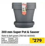 Builders Warehouse 300 mm Super Pot & Saucer, Slate & dark green offer