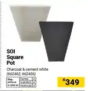 Builders Warehouse SOI Square Pot, Charcoal & cement white offer