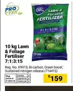 Builders Warehouse 10 kg Lawn & Foliage Fertiliser 7:1:3:15 offer
