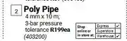 Builders Warehouse Poly Pipe 4 mm x 10 m offer
