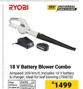 Builders Warehouse 18 V Battery Blower Combo offer