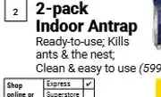 Builders Warehouse 2-pack indoor antrap offer
