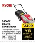 Builders Warehouse 2400 W Electric Lawn Mower, 50 L grass box offer