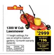 Builders Warehouse 1300 W Cub Lawnmower offer