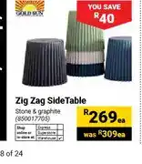 Builders Warehouse Zig Zag SideTable Stone & Graphite offer