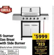 Builders Warehouse 5-burner Gas Braai with Side Burner Black/silver (850045522) offer