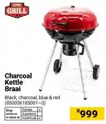 Builders Warehouse Charcoal Kettle Braai Black, Charcoal, Blue & Red (850036183001-3) offer