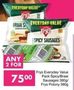 Save Frys Everyday Value Pack Spicy/Braai Sausages offer