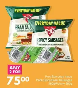 Save Frys Everyday Value Pack Spicy/Braai Sausages offer