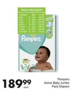 Save Pampers Active Baby Jumbo Pack Diapers offer