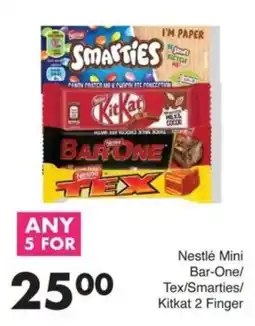 Save Nestlé Mini Bar-One/ Tex/Smarties/ Kitkat 2 Finger offer