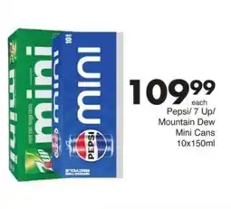 Save Pepsi/ 7 Up/ Mountain Dew Mini Cans offer