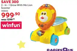 BabiesRUs 3 - In - 1 Grow With Me Lion Scooter winfun offer