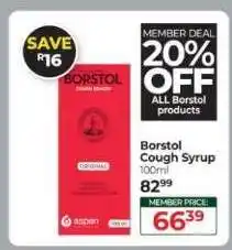 Dis-Chem BORSTOL COUGH SYRUP offer