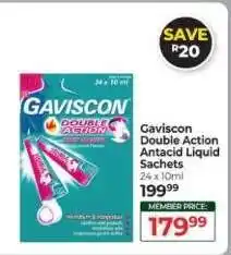 Dis-Chem Gaviscon Double Action Antacid Liquid Sachets offer