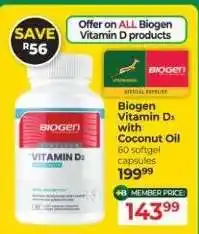 Dis-Chem Biogen Vitamin D3 with Coconut Oil offer