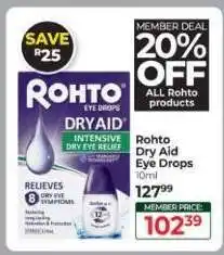 Dis-Chem Rohto Dry Aid Eye Drops offer